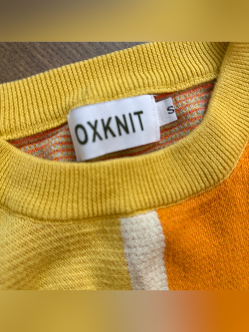 OxKnit Yellow Colorblock VTG Vest Skirt Suit Set S Sweater 60s 70s Retro Knit - Picture 5 of 13